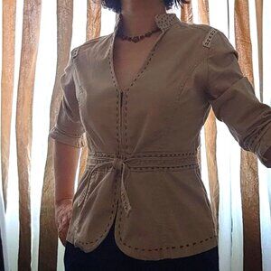 SIMON CHANG  3/4 Ruffle Sleeves Blazer